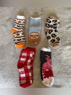 Colorful Patterned Fuzzy Socks Set
